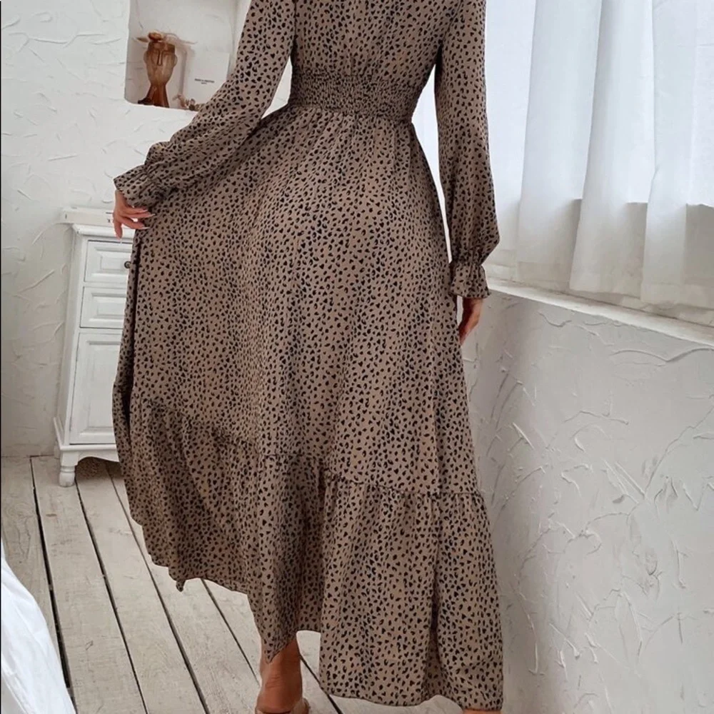 Boho Gypsy Print Flounce Sleeve Smocked Dress - Picture 8 of 14